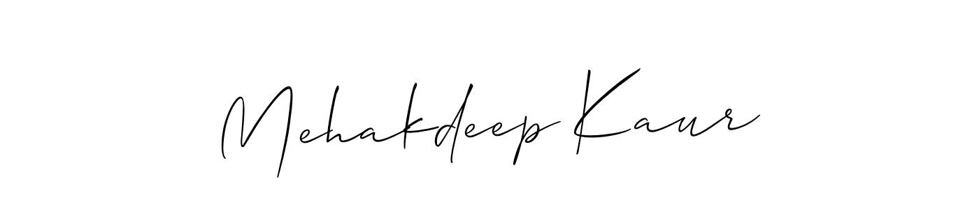 The best way (Allison_Script) to make a short signature is to pick only two or three words in your name. The name Mehakdeep Kaur include a total of six letters. For converting this name. Mehakdeep Kaur signature style 2 images and pictures png