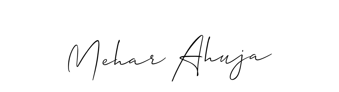 Make a beautiful signature design for name Mehar Ahuja. With this signature (Allison_Script) style, you can create a handwritten signature for free. Mehar Ahuja signature style 2 images and pictures png