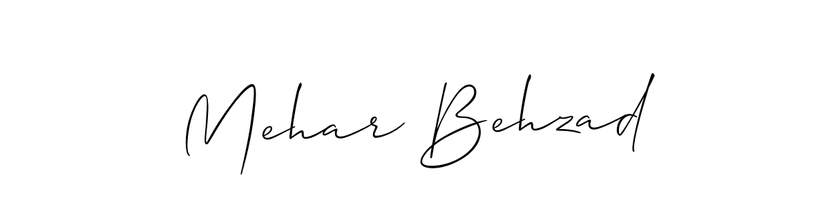 Allison_Script is a professional signature style that is perfect for those who want to add a touch of class to their signature. It is also a great choice for those who want to make their signature more unique. Get Mehar Behzad name to fancy signature for free. Mehar Behzad signature style 2 images and pictures png