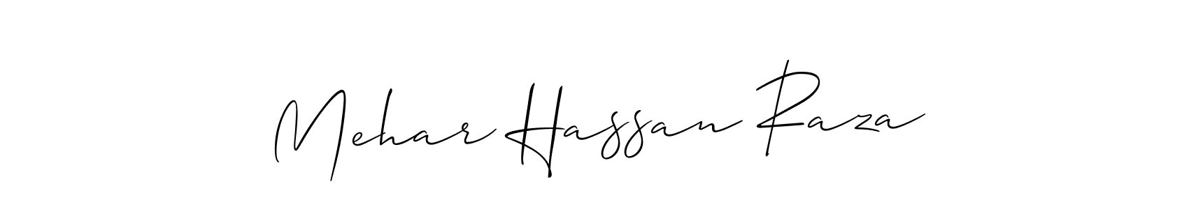 Allison_Script is a professional signature style that is perfect for those who want to add a touch of class to their signature. It is also a great choice for those who want to make their signature more unique. Get Mehar Hassan Raza name to fancy signature for free. Mehar Hassan Raza signature style 2 images and pictures png