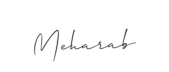 The best way (Allison_Script) to make a short signature is to pick only two or three words in your name. The name Meharab include a total of six letters. For converting this name. Meharab signature style 2 images and pictures png