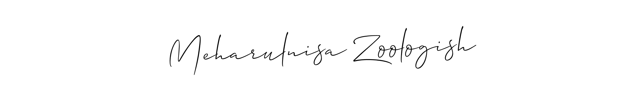How to make Meharulnisa Zoologish name signature. Use Allison_Script style for creating short signs online. This is the latest handwritten sign. Meharulnisa Zoologish signature style 2 images and pictures png