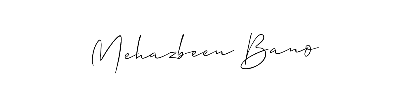 The best way (Allison_Script) to make a short signature is to pick only two or three words in your name. The name Mehazbeen Bano include a total of six letters. For converting this name. Mehazbeen Bano signature style 2 images and pictures png