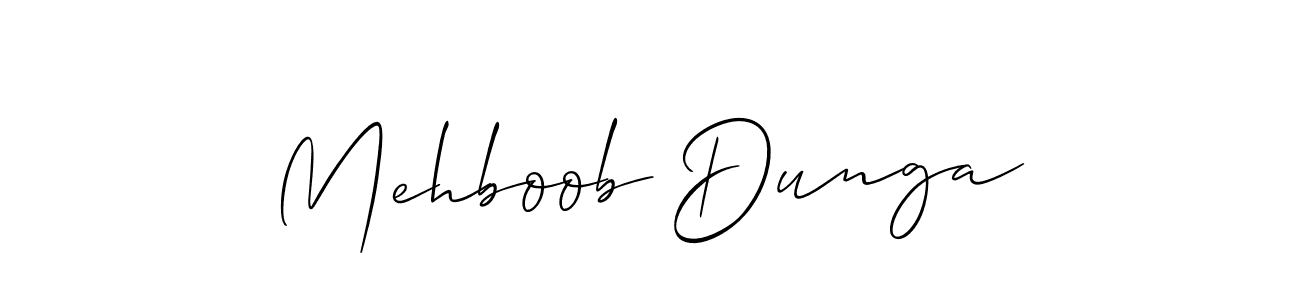 Make a beautiful signature design for name Mehboob Dunga. With this signature (Allison_Script) style, you can create a handwritten signature for free. Mehboob Dunga signature style 2 images and pictures png