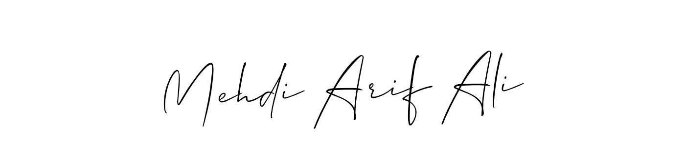 You should practise on your own different ways (Allison_Script) to write your name (Mehdi Arif Ali) in signature. don't let someone else do it for you. Mehdi Arif Ali signature style 2 images and pictures png