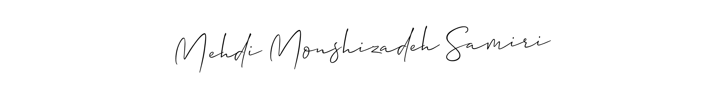 Make a beautiful signature design for name Mehdi Monshizadeh Samiri. With this signature (Allison_Script) style, you can create a handwritten signature for free. Mehdi Monshizadeh Samiri signature style 2 images and pictures png