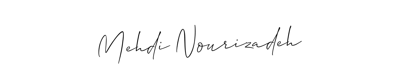 The best way (Allison_Script) to make a short signature is to pick only two or three words in your name. The name Mehdi Nourizadeh include a total of six letters. For converting this name. Mehdi Nourizadeh signature style 2 images and pictures png