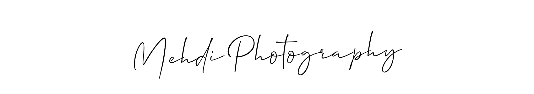 Similarly Allison_Script is the best handwritten signature design. Signature creator online .You can use it as an online autograph creator for name Mehdi Photography. Mehdi Photography signature style 2 images and pictures png