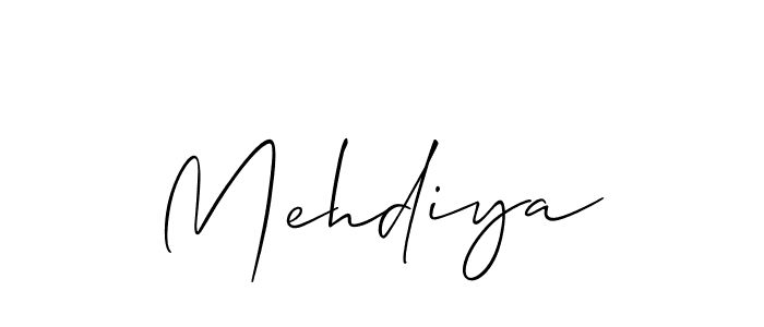 How to make Mehdiya signature? Allison_Script is a professional autograph style. Create handwritten signature for Mehdiya name. Mehdiya signature style 2 images and pictures png