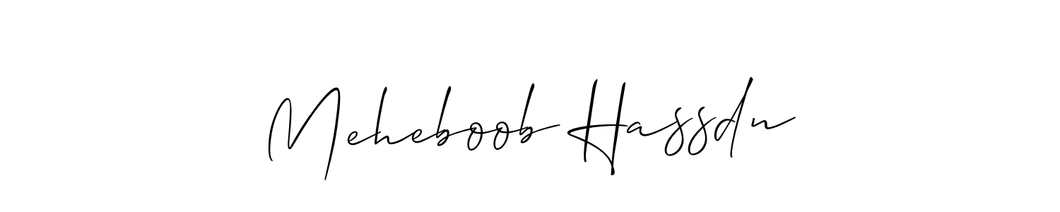 Also You can easily find your signature by using the search form. We will create Meheboob Hassdn name handwritten signature images for you free of cost using Allison_Script sign style. Meheboob Hassdn signature style 2 images and pictures png