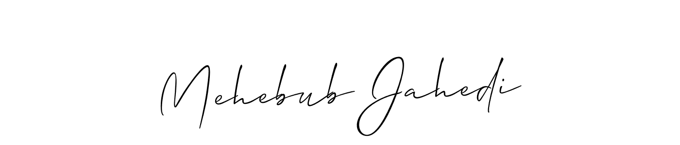 if you are searching for the best signature style for your name Mehebub Jahedi. so please give up your signature search. here we have designed multiple signature styles  using Allison_Script. Mehebub Jahedi signature style 2 images and pictures png