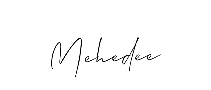 Create a beautiful signature design for name Mehedee. With this signature (Allison_Script) fonts, you can make a handwritten signature for free. Mehedee signature style 2 images and pictures png