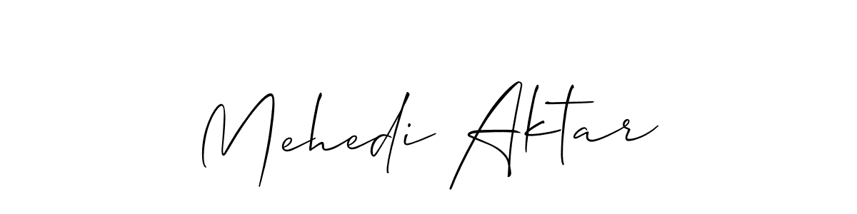 Create a beautiful signature design for name Mehedi Aktar. With this signature (Allison_Script) fonts, you can make a handwritten signature for free. Mehedi Aktar signature style 2 images and pictures png