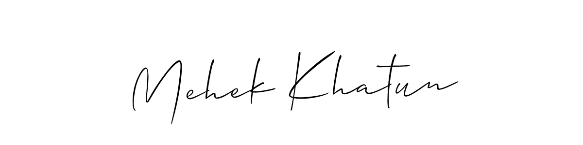 Use a signature maker to create a handwritten signature online. With this signature software, you can design (Allison_Script) your own signature for name Mehek Khatun. Mehek Khatun signature style 2 images and pictures png