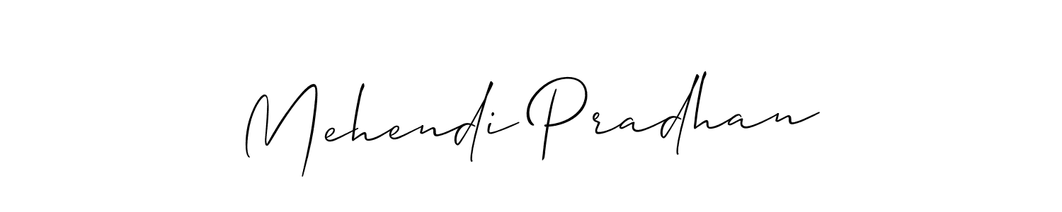 Use a signature maker to create a handwritten signature online. With this signature software, you can design (Allison_Script) your own signature for name Mehendi Pradhan. Mehendi Pradhan signature style 2 images and pictures png