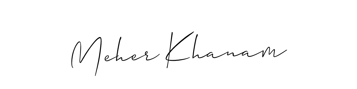 if you are searching for the best signature style for your name Meher Khanam. so please give up your signature search. here we have designed multiple signature styles  using Allison_Script. Meher Khanam signature style 2 images and pictures png
