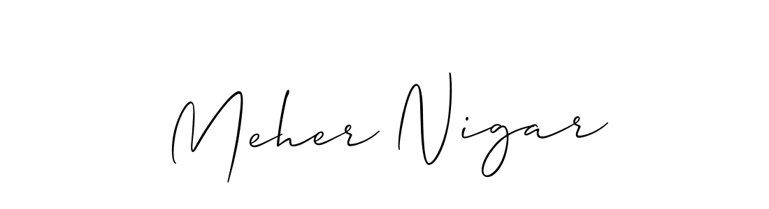 Also You can easily find your signature by using the search form. We will create Meher Nigar name handwritten signature images for you free of cost using Allison_Script sign style. Meher Nigar signature style 2 images and pictures png