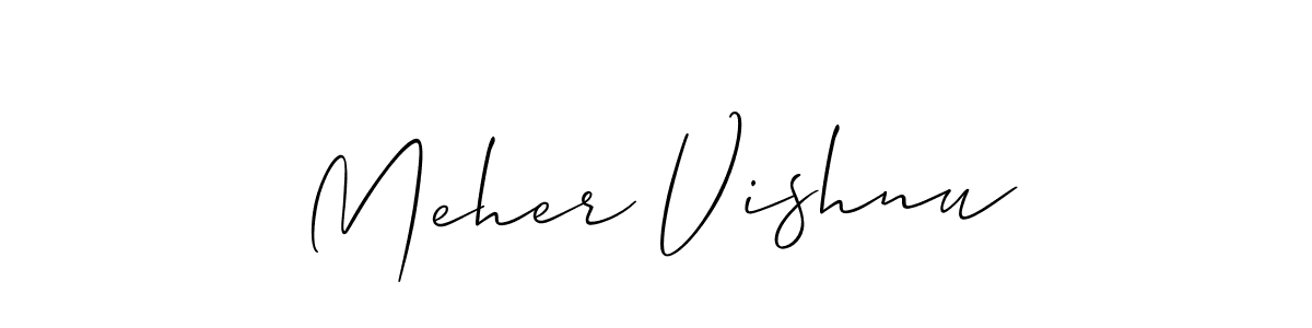 if you are searching for the best signature style for your name Meher Vishnu. so please give up your signature search. here we have designed multiple signature styles  using Allison_Script. Meher Vishnu signature style 2 images and pictures png