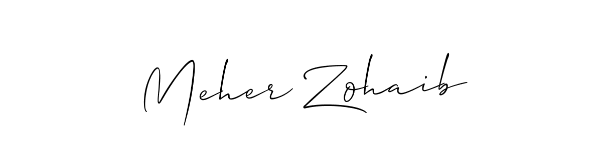 How to make Meher Zohaib name signature. Use Allison_Script style for creating short signs online. This is the latest handwritten sign. Meher Zohaib signature style 2 images and pictures png