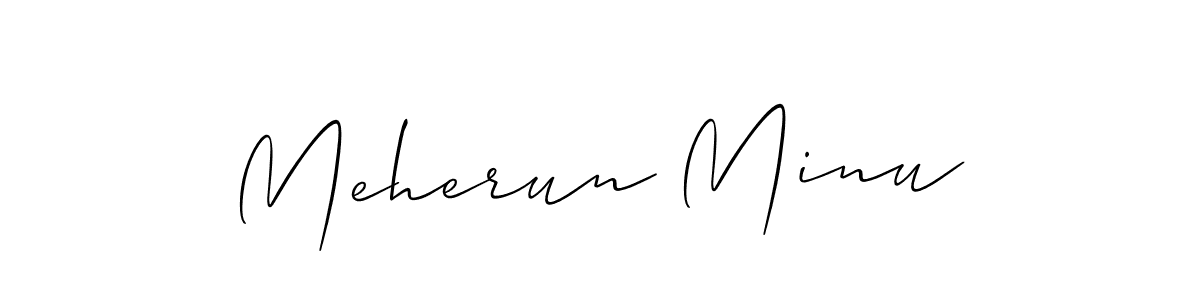 Make a beautiful signature design for name Meherun Minu. With this signature (Allison_Script) style, you can create a handwritten signature for free. Meherun Minu signature style 2 images and pictures png