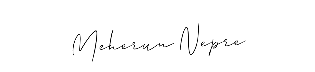How to make Meherun Nepre signature? Allison_Script is a professional autograph style. Create handwritten signature for Meherun Nepre name. Meherun Nepre signature style 2 images and pictures png