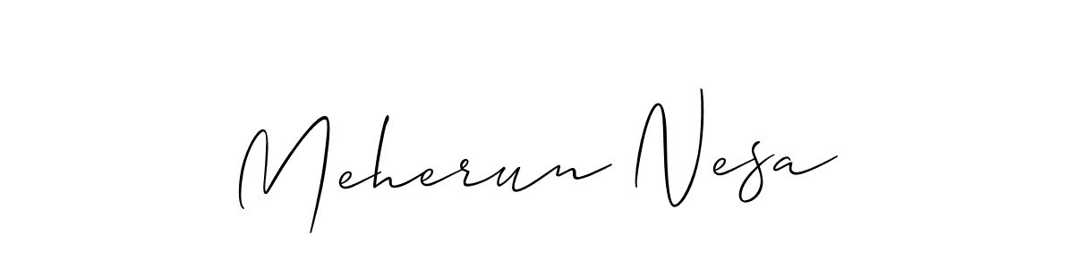 Create a beautiful signature design for name Meherun Nesa. With this signature (Allison_Script) fonts, you can make a handwritten signature for free. Meherun Nesa signature style 2 images and pictures png