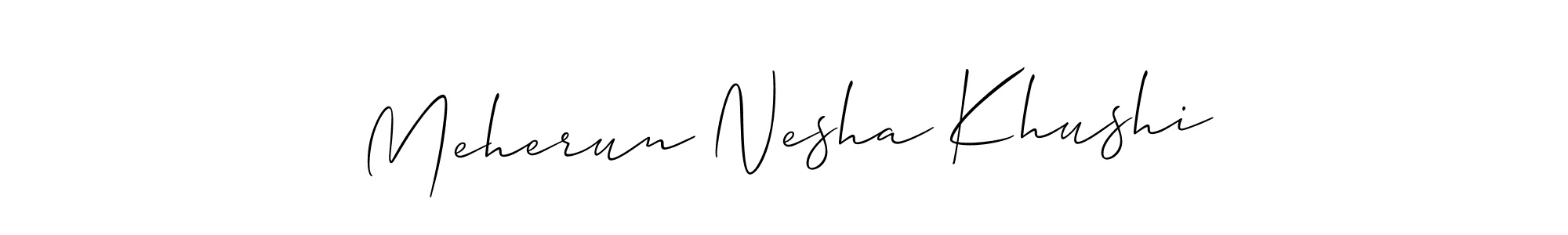 Meherun Nesha Khushi stylish signature style. Best Handwritten Sign (Allison_Script) for my name. Handwritten Signature Collection Ideas for my name Meherun Nesha Khushi. Meherun Nesha Khushi signature style 2 images and pictures png
