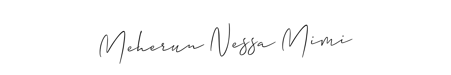 Similarly Allison_Script is the best handwritten signature design. Signature creator online .You can use it as an online autograph creator for name Meherun Nessa Mimi. Meherun Nessa Mimi signature style 2 images and pictures png