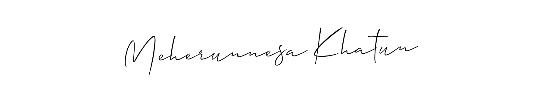 How to make Meherunnesa Khatun name signature. Use Allison_Script style for creating short signs online. This is the latest handwritten sign. Meherunnesa Khatun signature style 2 images and pictures png
