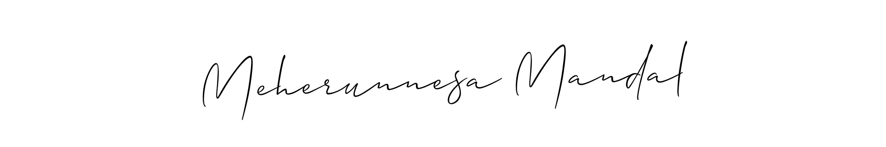 How to make Meherunnesa Mandal name signature. Use Allison_Script style for creating short signs online. This is the latest handwritten sign. Meherunnesa Mandal signature style 2 images and pictures png
