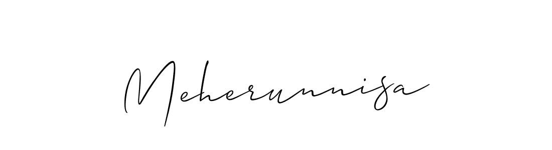 Allison_Script is a professional signature style that is perfect for those who want to add a touch of class to their signature. It is also a great choice for those who want to make their signature more unique. Get Meherunnisa name to fancy signature for free. Meherunnisa signature style 2 images and pictures png