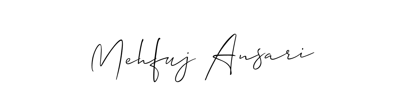 Make a beautiful signature design for name Mehfuj Ansari. With this signature (Allison_Script) style, you can create a handwritten signature for free. Mehfuj Ansari signature style 2 images and pictures png