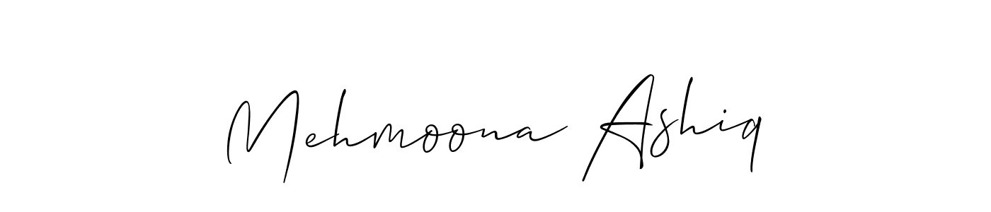 You should practise on your own different ways (Allison_Script) to write your name (Mehmoona Ashiq) in signature. don't let someone else do it for you. Mehmoona Ashiq signature style 2 images and pictures png