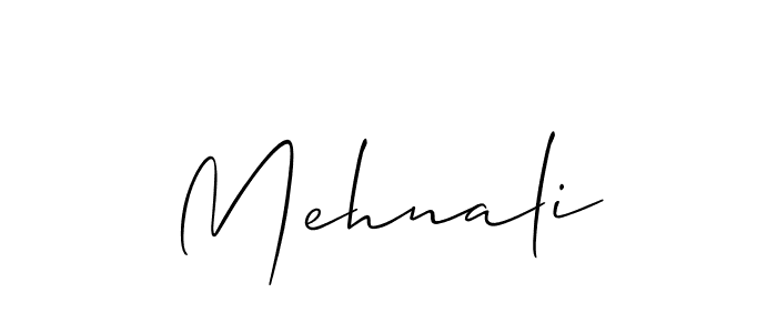 Make a beautiful signature design for name Mehnali. With this signature (Allison_Script) style, you can create a handwritten signature for free. Mehnali signature style 2 images and pictures png