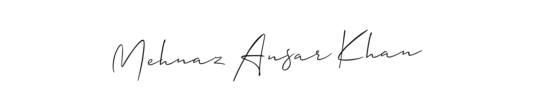 How to make Mehnaz Ansar Khan name signature. Use Allison_Script style for creating short signs online. This is the latest handwritten sign. Mehnaz Ansar Khan signature style 2 images and pictures png