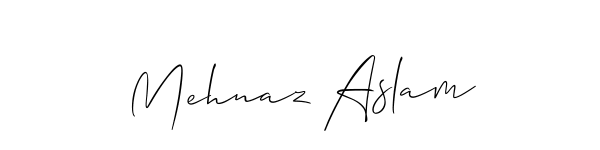 Make a beautiful signature design for name Mehnaz Aslam. With this signature (Allison_Script) style, you can create a handwritten signature for free. Mehnaz Aslam signature style 2 images and pictures png