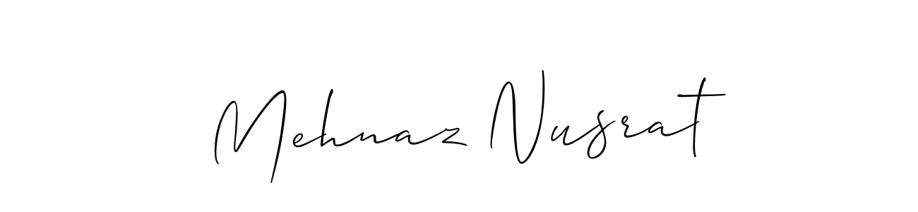 How to make Mehnaz Nusrat signature? Allison_Script is a professional autograph style. Create handwritten signature for Mehnaz Nusrat name. Mehnaz Nusrat signature style 2 images and pictures png