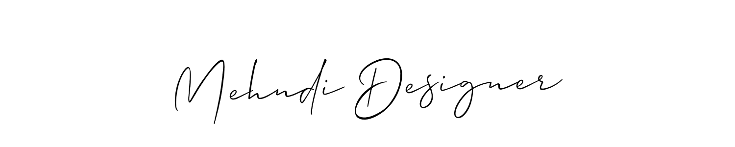 Design your own signature with our free online signature maker. With this signature software, you can create a handwritten (Allison_Script) signature for name Mehndi Designer. Mehndi Designer signature style 2 images and pictures png
