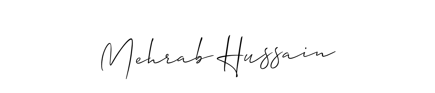 Make a beautiful signature design for name Mehrab Hussain. With this signature (Allison_Script) style, you can create a handwritten signature for free. Mehrab Hussain signature style 2 images and pictures png