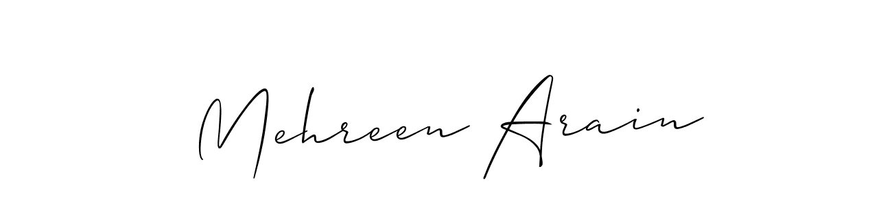 Make a beautiful signature design for name Mehreen Arain. With this signature (Allison_Script) style, you can create a handwritten signature for free. Mehreen Arain signature style 2 images and pictures png