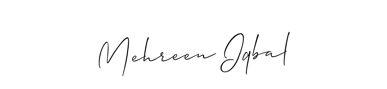 Allison_Script is a professional signature style that is perfect for those who want to add a touch of class to their signature. It is also a great choice for those who want to make their signature more unique. Get Mehreen Iqbal name to fancy signature for free. Mehreen Iqbal signature style 2 images and pictures png
