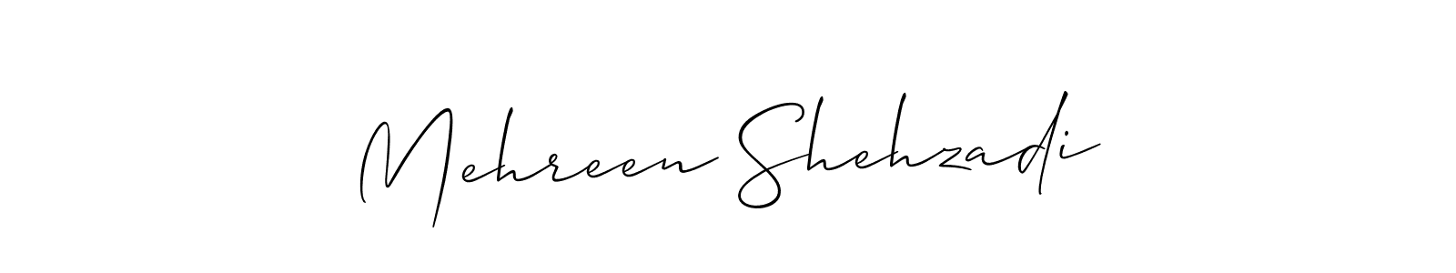 How to make Mehreen Shehzadi name signature. Use Allison_Script style for creating short signs online. This is the latest handwritten sign. Mehreen Shehzadi signature style 2 images and pictures png