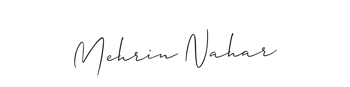 How to make Mehrin Nahar name signature. Use Allison_Script style for creating short signs online. This is the latest handwritten sign. Mehrin Nahar signature style 2 images and pictures png