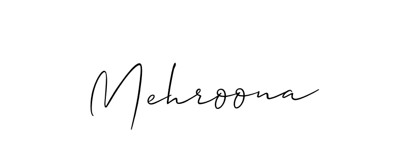 The best way (Allison_Script) to make a short signature is to pick only two or three words in your name. The name Mehroona include a total of six letters. For converting this name. Mehroona signature style 2 images and pictures png