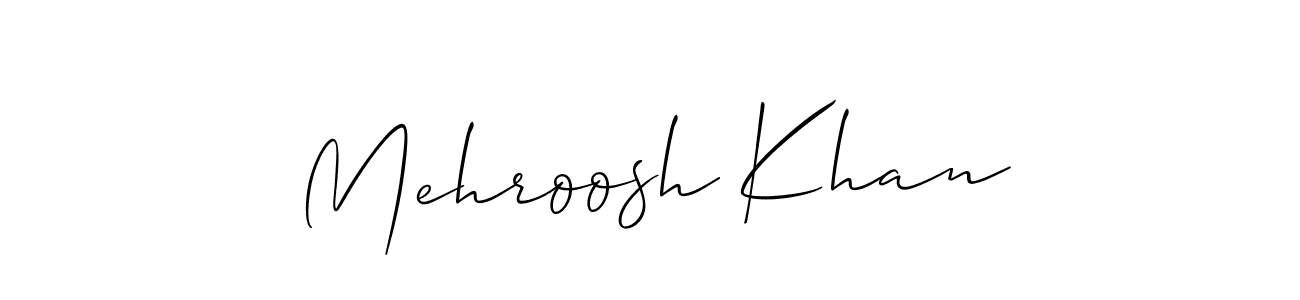 Use a signature maker to create a handwritten signature online. With this signature software, you can design (Allison_Script) your own signature for name Mehroosh Khan. Mehroosh Khan signature style 2 images and pictures png