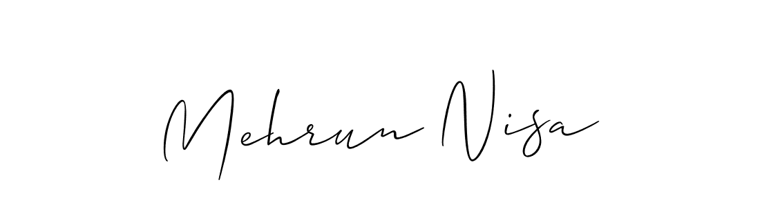 Allison_Script is a professional signature style that is perfect for those who want to add a touch of class to their signature. It is also a great choice for those who want to make their signature more unique. Get Mehrun Nisa name to fancy signature for free. Mehrun Nisa signature style 2 images and pictures png
