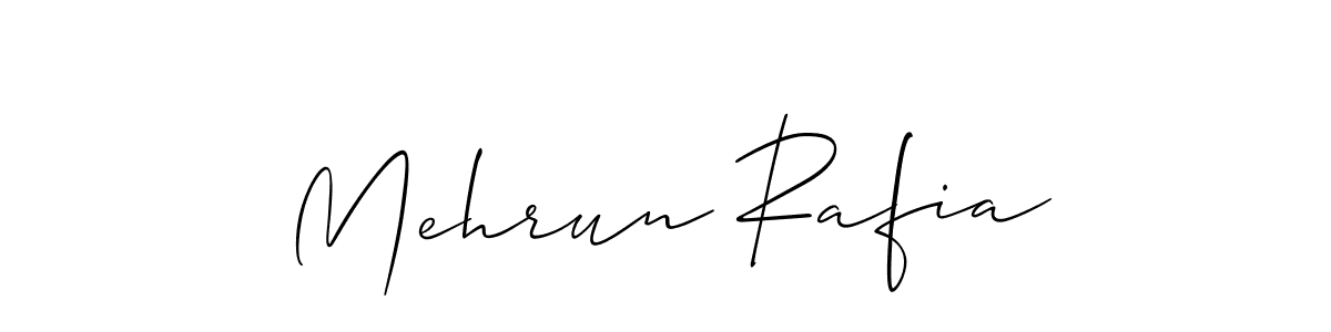 The best way (Allison_Script) to make a short signature is to pick only two or three words in your name. The name Mehrun Rafia include a total of six letters. For converting this name. Mehrun Rafia signature style 2 images and pictures png