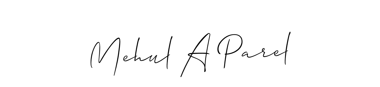 Allison_Script is a professional signature style that is perfect for those who want to add a touch of class to their signature. It is also a great choice for those who want to make their signature more unique. Get Mehul A Parel name to fancy signature for free. Mehul A Parel signature style 2 images and pictures png