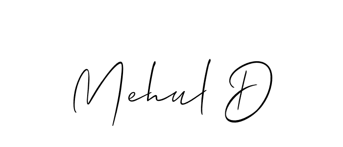 Allison_Script is a professional signature style that is perfect for those who want to add a touch of class to their signature. It is also a great choice for those who want to make their signature more unique. Get Mehul D name to fancy signature for free. Mehul D signature style 2 images and pictures png