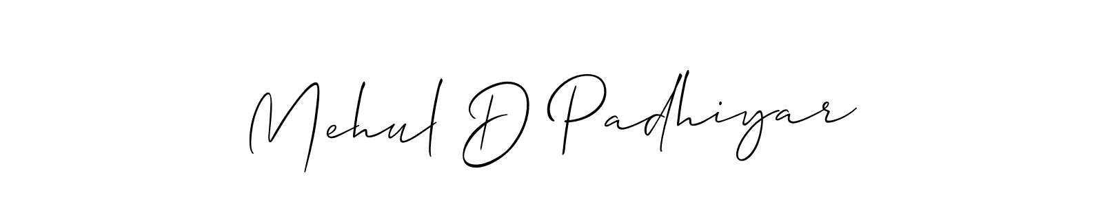 Also You can easily find your signature by using the search form. We will create Mehul D Padhiyar name handwritten signature images for you free of cost using Allison_Script sign style. Mehul D Padhiyar signature style 2 images and pictures png